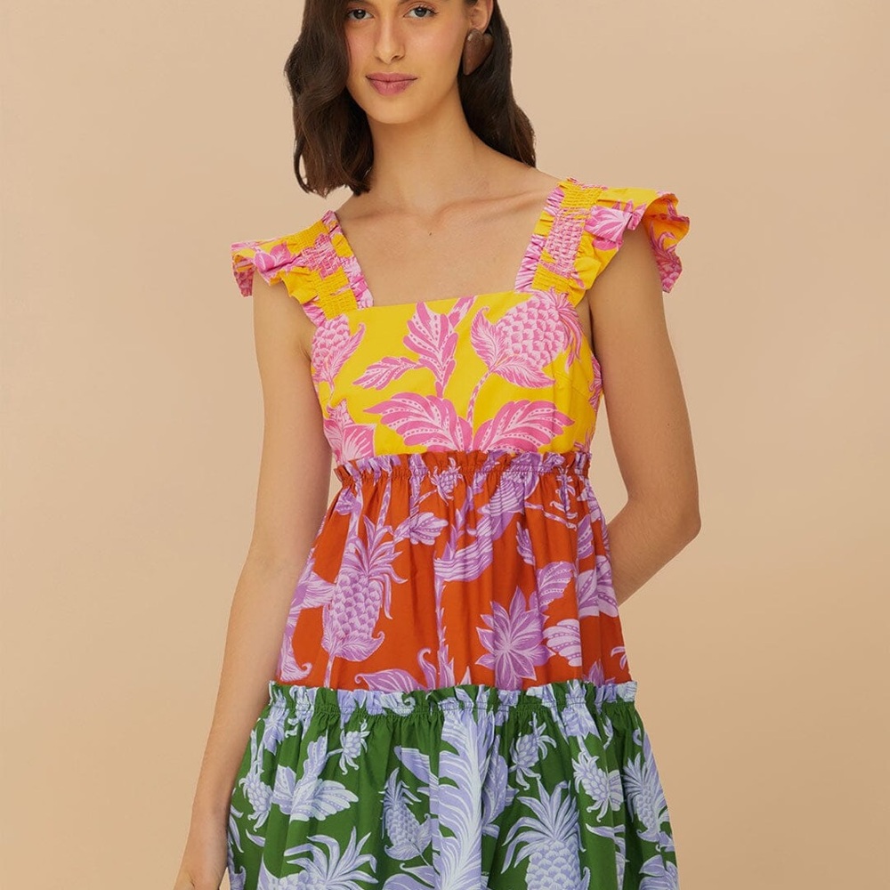 Farm Rio Mixed Tropical Swing Mini Dress